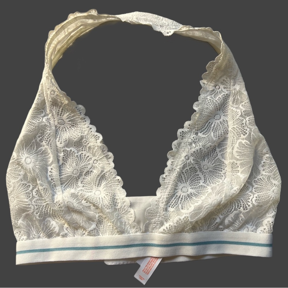 Cream Lace Halter Bralette